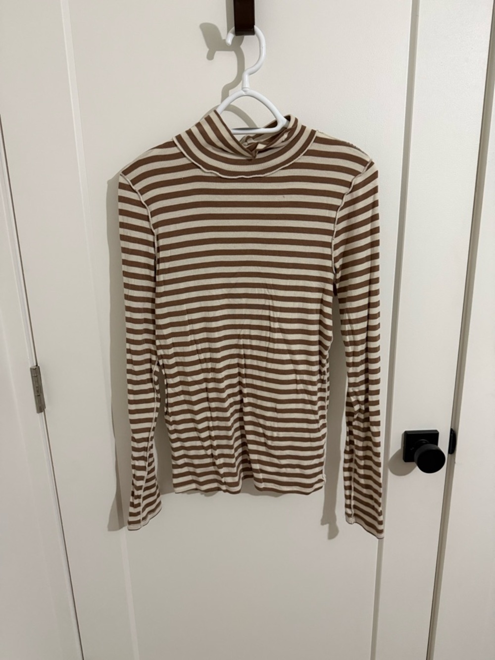 We The Free Brown & Cream Striped Turtleneck
